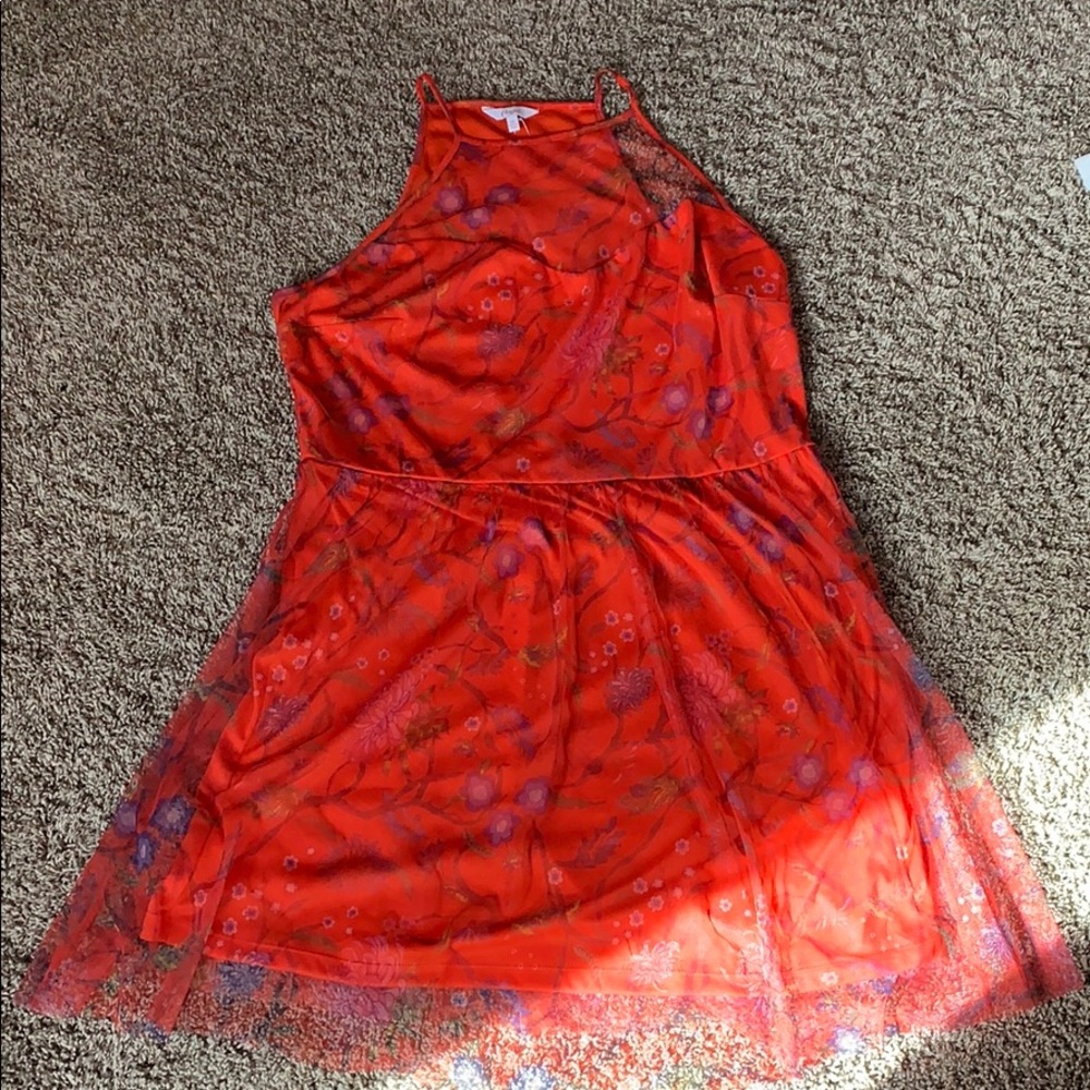 Red Halter Top Floral Dress